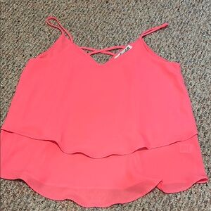 Annabella Pink Camisole with Tie Front and Tiered Design